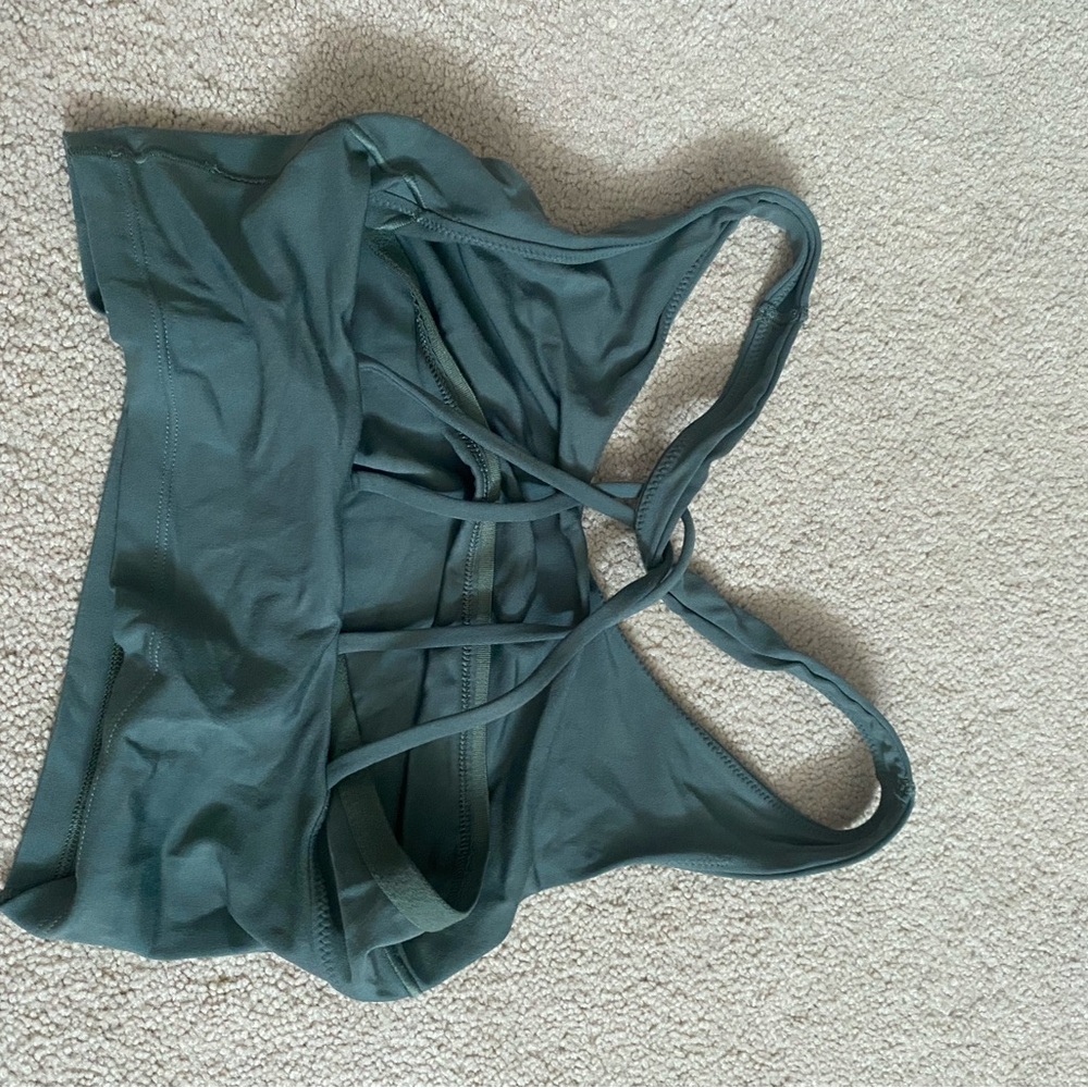 green aerie sports bra with cross back